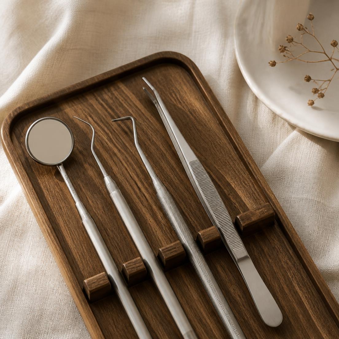 Instruments on timber tray